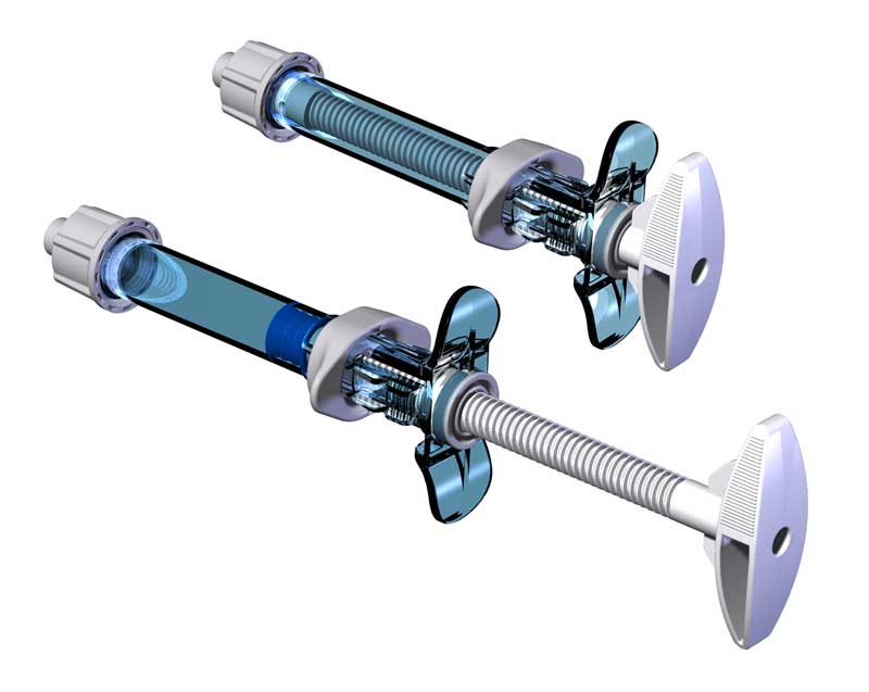 Bone cementation syringes in two states