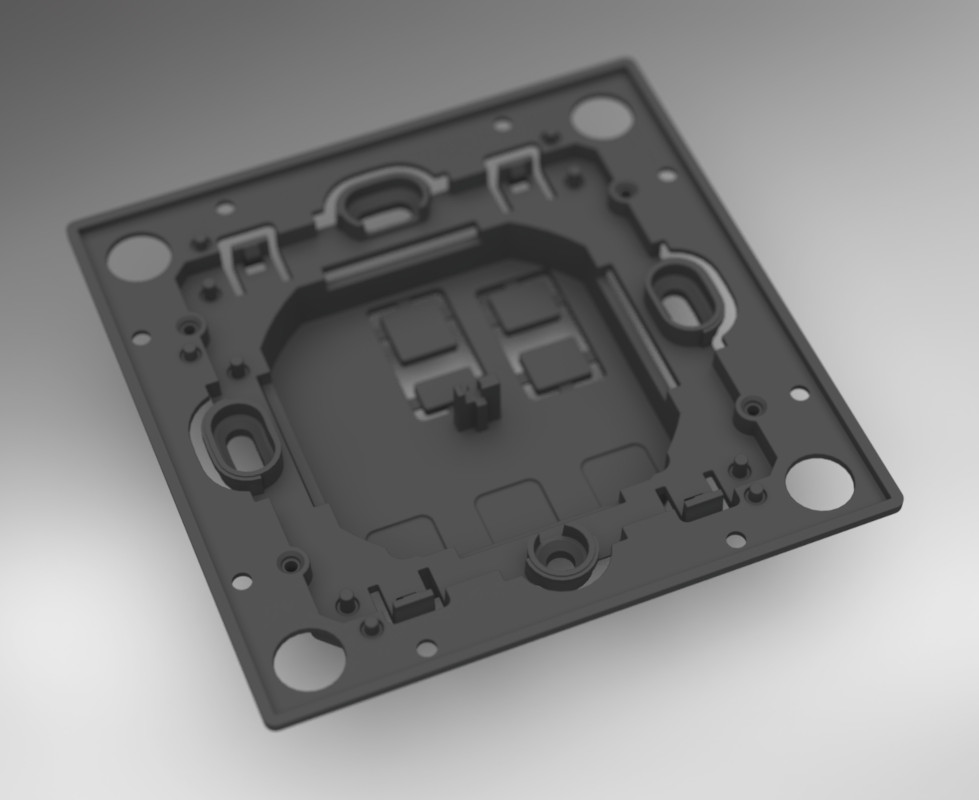 Injection moulded electrical switch box designed and engineered for manufacture by Andrew Simeou