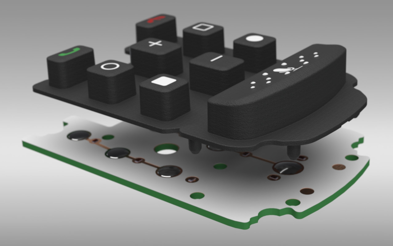 Rubber and dome array keypad designed and engineered for manufacture by Andrew Simeou