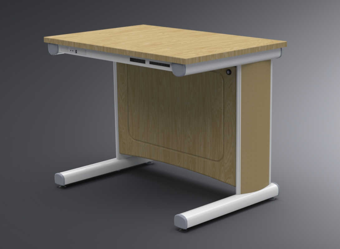 Desk with integrated PC designed for manufacture by Andrew Simeou